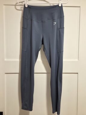Gymshark Training Pocket Leggings in Storm Blue - Size Medium